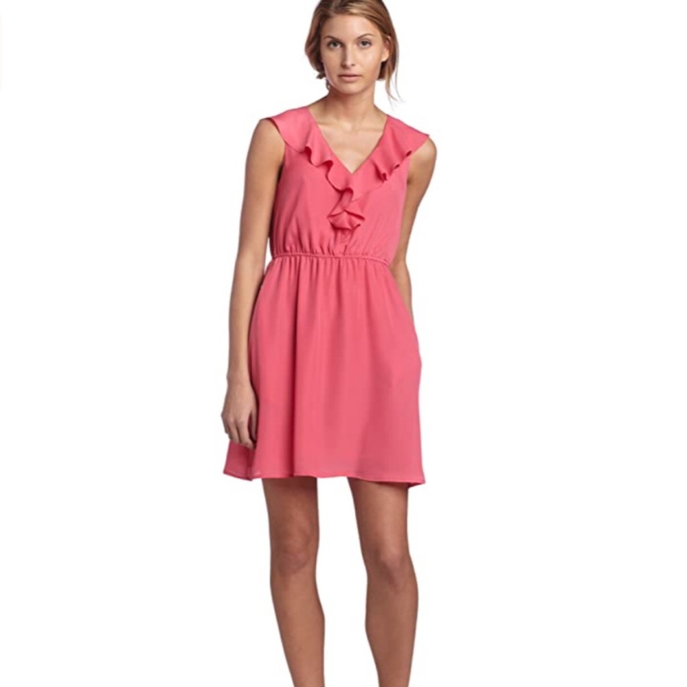 BCBGeneration Ruffle Front Dress Strawberry Pink